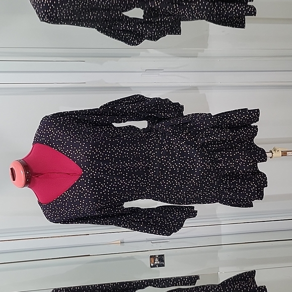 Navy polka dot flowy dress - Picture 1 of 6